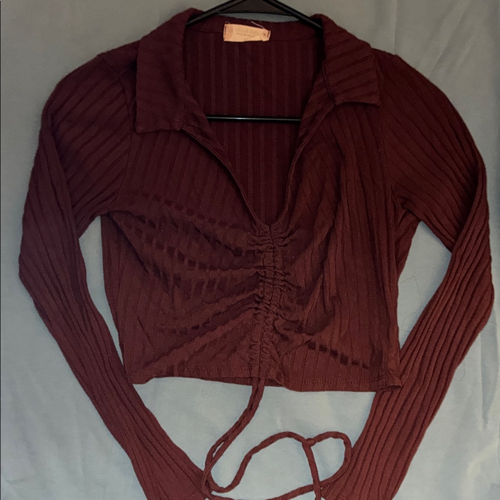 Altar'd State Burgundy Ruched Blouse